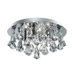 Plafondlamp Hanna, rond IP44, 38cm chroom Piramide