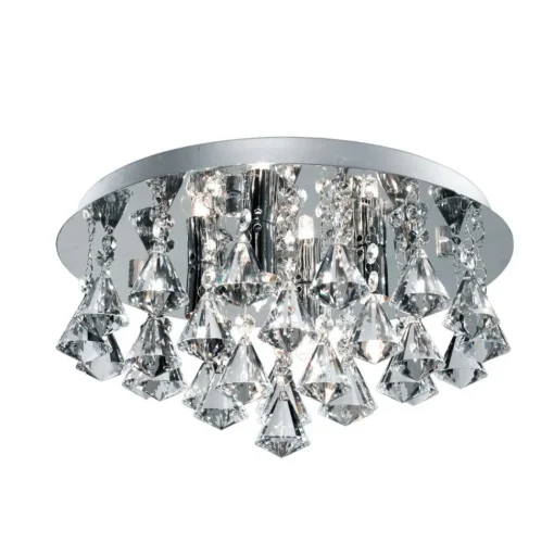 Plafondlamp Hanna, rond IP44, 38cm chroom Piramide