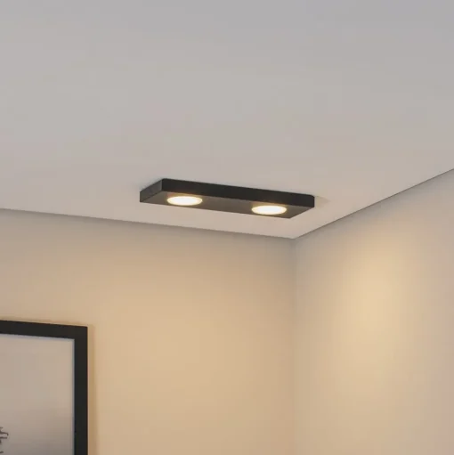 Plafondlamp Hero, 12 x 35 cm, 2-lamps, zwart, metaal, GX53