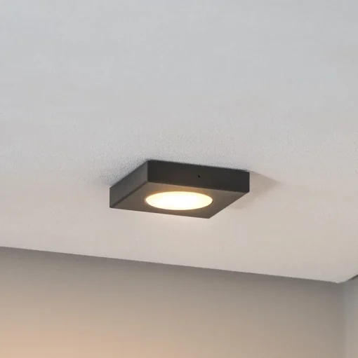 Plafondlamp Hero, 12 x 12 cm, zwart, metaal, GX53