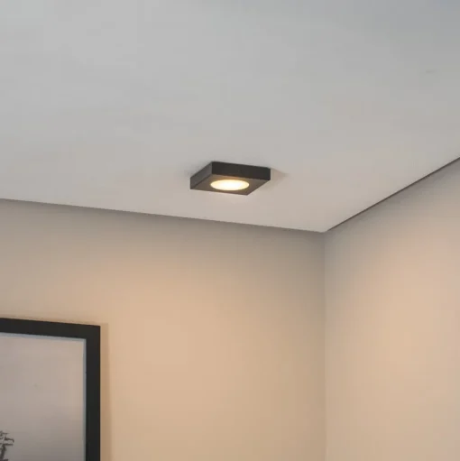 Plafondlamp Hero, 12 x 12 cm, zwart, metaal, GX53