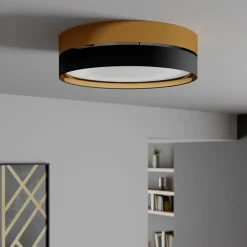 Plafondlamp Hilton, zwart/goud, Ø 60 cm
