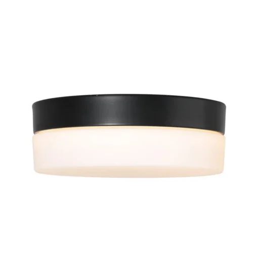 Plafondlamp Ikaro zwart, Ø 24 cm, metaal, kunststof