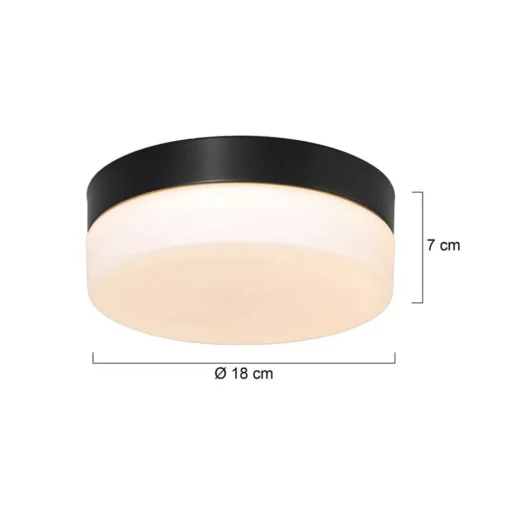 Plafondlamp Ikaro zwart, Ø 18 cm, metaal, kunststof