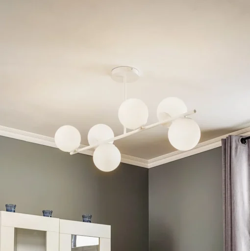 Plafondlamp Kabo, 1-arm, wit, 6-lamps