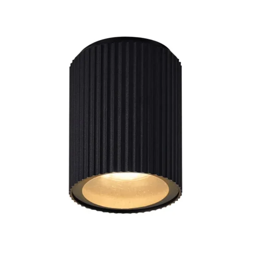 Plafondlamp Kyklop Ripple, zwart, aluminium, GU10
