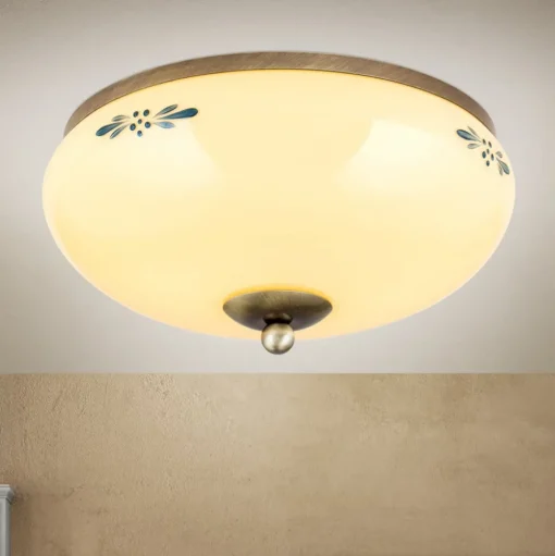 Plafondlamp Landhaus patina crème blauw Ø 28cm