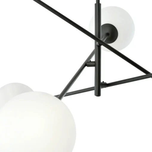 Plafondlamp Lineair, zwart/opaal, 6-lamps