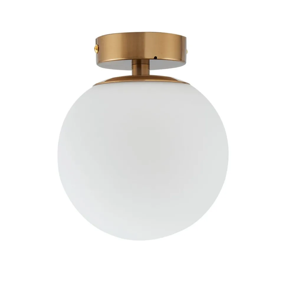 Plafondlamp Lucande Bidolo, messingkleurig, glas, 15 cm, IP44