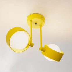Plafondlamp Mado van staal, geel, 2-lamps