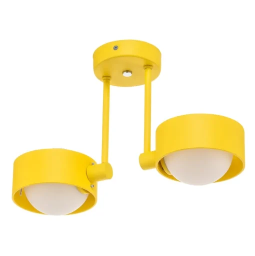 Plafondlamp Mado van staal, geel, 2-lamps