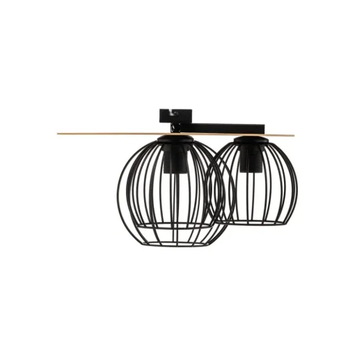 Plafondlamp Malin, houten kap rond, 3-lamps