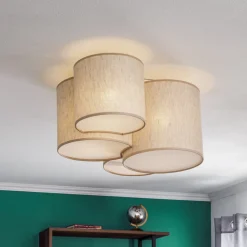 Plafondlamp Mona Nature, 4-lamps linnen naturel