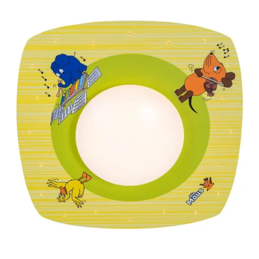 Plafondlamp muis, geel, Ø 58 cm, hout