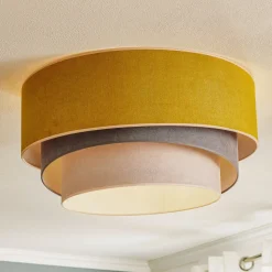 Plafondlamp Pastel Trio Ø 60 cm mosterd/grijs/lichtgrijs