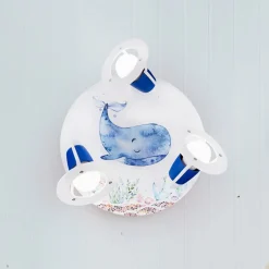 Plafondlamp Paul Pottwal, wit-blauw, Ø 29 cm, 3-lamps
