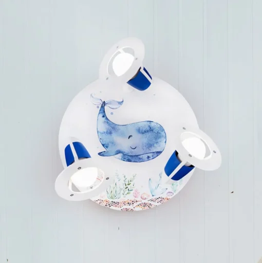 Plafondlamp Paul Pottwal, wit-blauw, Ø 29 cm, 3-lamps