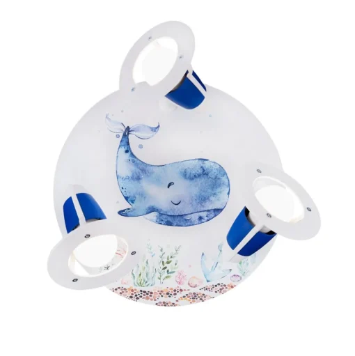 Plafondlamp Paul Pottwal, wit-blauw, Ø 29 cm, 3-lamps