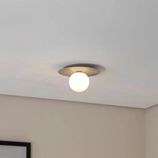 Plafondlamp Pixie, grijs, glas, Ø 25 cm, bol, G9