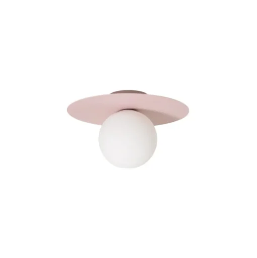 Plafondlamp Pixie, roze, glas, Ø 25 cm, bol, G9