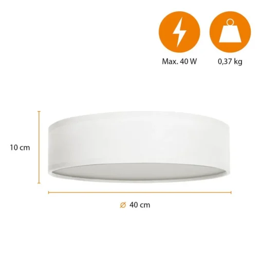 Plafondlamp Plafond Dream, Ø 40 cm, textiel, wit
