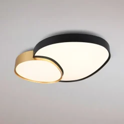 Plafondlamp Rise, zwart-goud, 77 x 63 cm, CCT, dimbaar