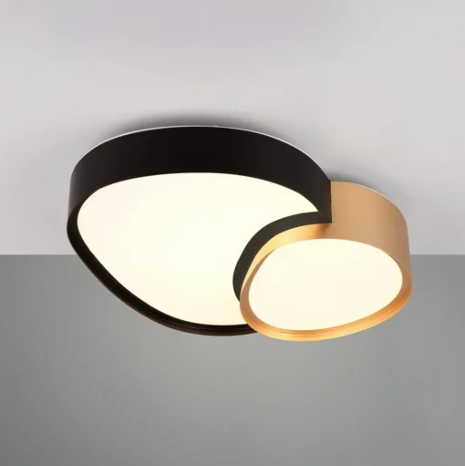 Plafondlamp Rise, zwart-goud, 43 x 36 cm, CCT, dimbaar