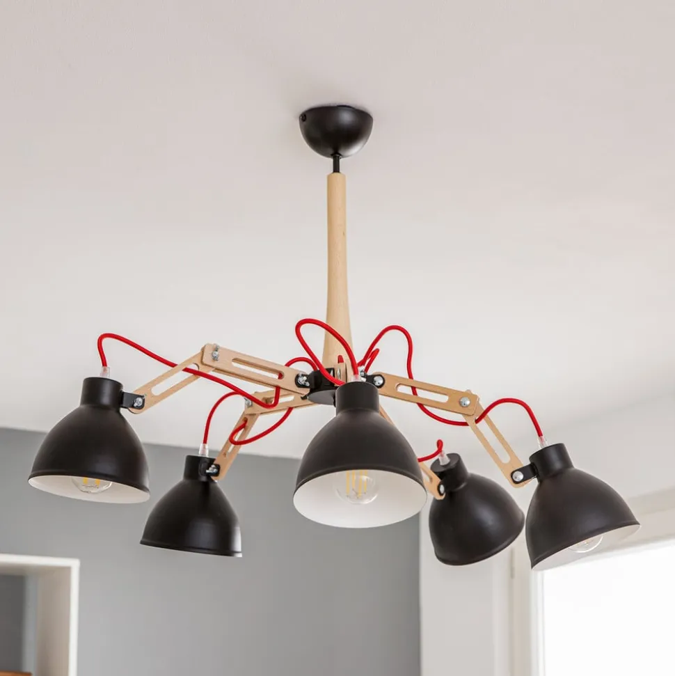 Plafondlamp Skansen 5-lamps verstelbaar zwart