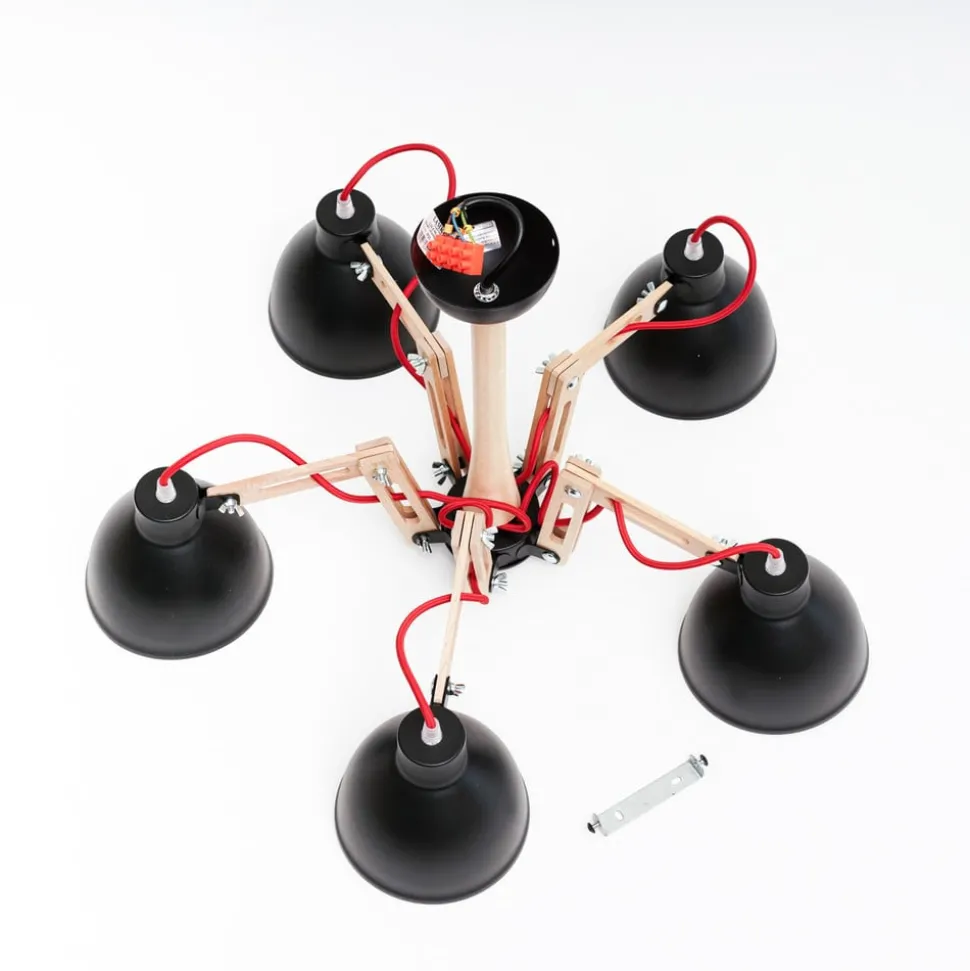 Plafondlamp Skansen 5-lamps verstelbaar zwart