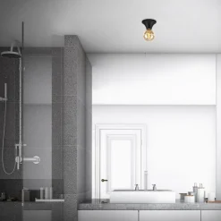 Plafondlamp Tepel voor de badkamer IP44 E27 zwart
