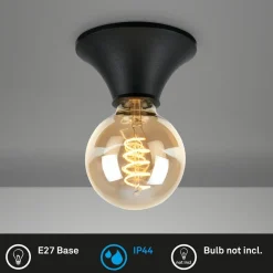 Plafondlamp Tepel voor de badkamer IP44 E27 zwart