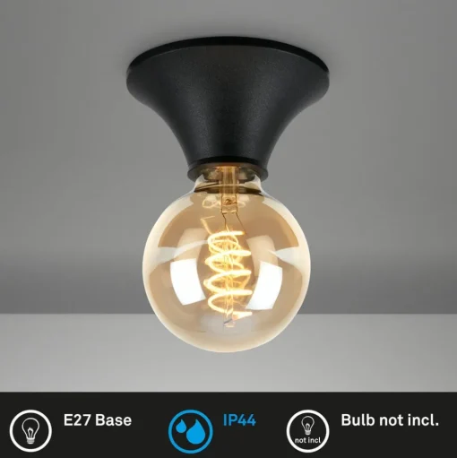 Plafondlamp Tepel voor de badkamer IP44 E27 zwart