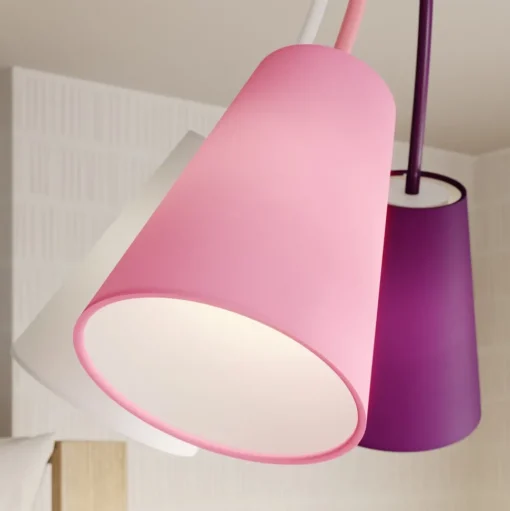 Plafondlamp Wire Kids 5-lamps, wit/roze/paars