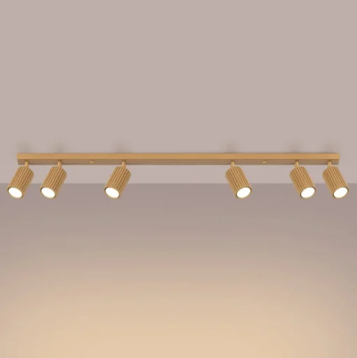 Plafondspot carbon, goudkleurig, lengte 117 cm, aluminium, 6-lamps.