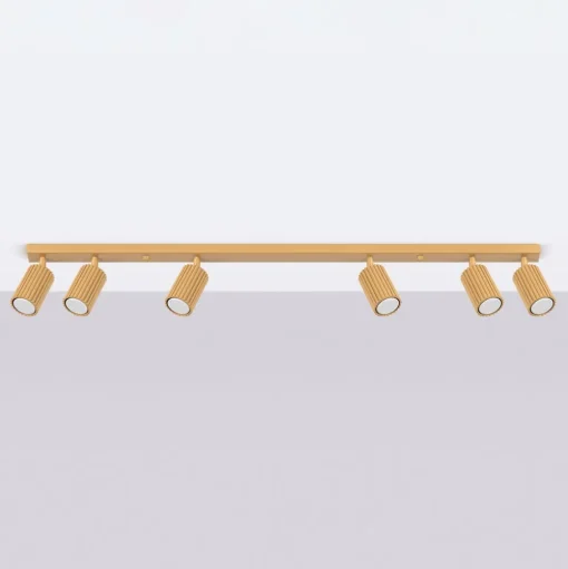 Plafondspot carbon, goudkleurig, lengte 117 cm, aluminium, 6-lamps.