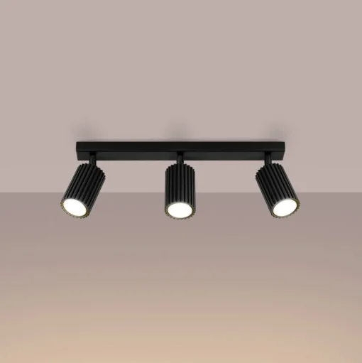 Plafondspot carbon, zwart, lengte 45 cm, aluminium, 3-lamps.