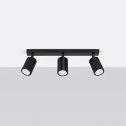 Plafondspot carbon, zwart, lengte 45 cm, aluminium, 3-lamps.