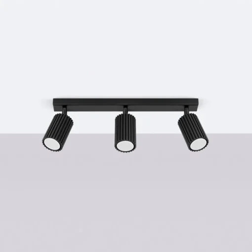 Plafondspot carbon, zwart, lengte 45 cm, aluminium, 3-lamps.