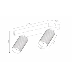 Plafondspot Clubs, 2-lamps, wit
