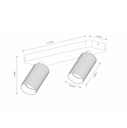 Plafondspot Clubs, 2-lamps, wit