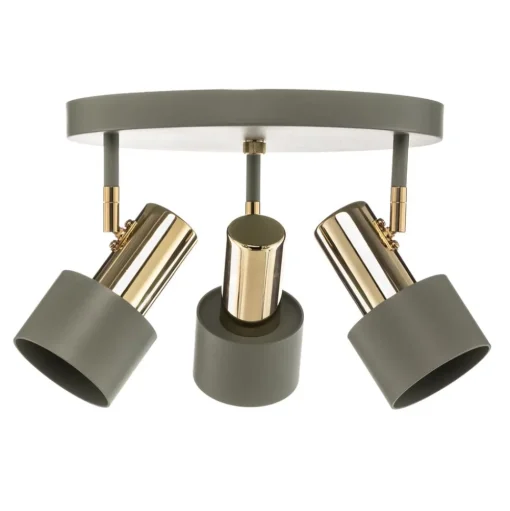 Plafondspot Destin, 3-lamps groen/messing