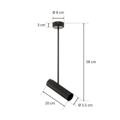 Plafondspot Eye Super, hoogte 58 cm, zwart