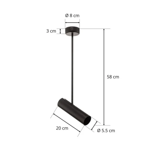 Plafondspot Eye Super, hoogte 58 cm, zwart
