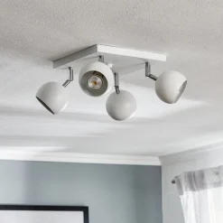 Plafondspot Flame, wit, 4-lamps vierkant