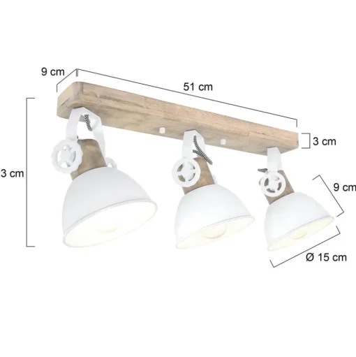 Plafondspot Gearwood, 3-lamps wit