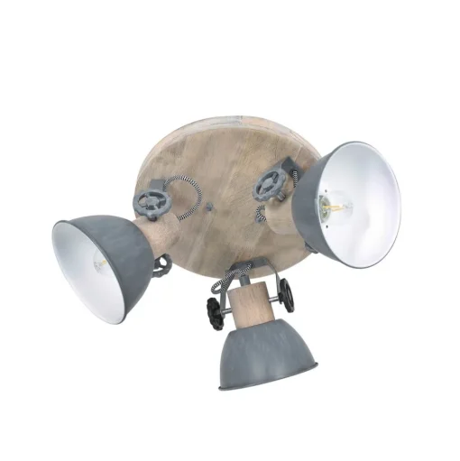 Plafondspot Gearwood, 3-lamps rond, grijs