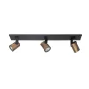 Plafondspot Halo, zwart/messing gebruineerd Lengte 65 cm 3-lamps.