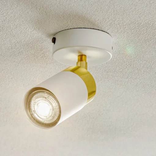 Plafondspot Joker, wit/goud, 1-lamp