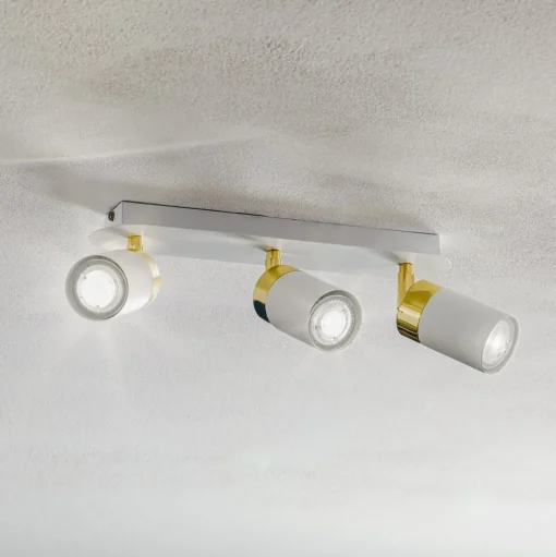 Plafondspot Joker, wit/goud, 3-lamps