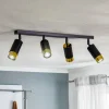 Plafondspot Kumo zwart/goud 4-lamps